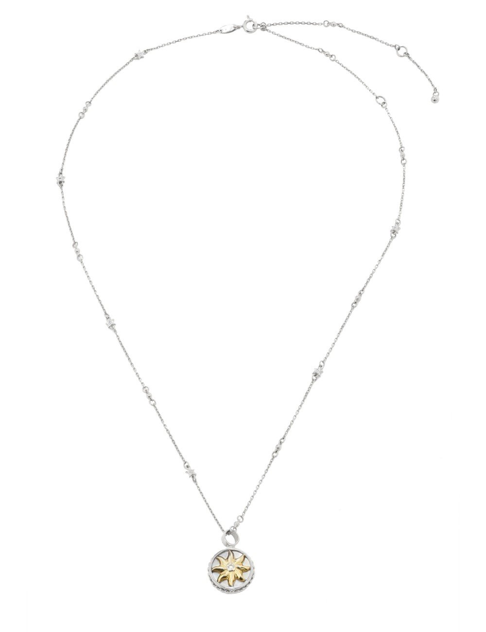 Колье из белого золота c бриллиантами, ониксом и перламутром