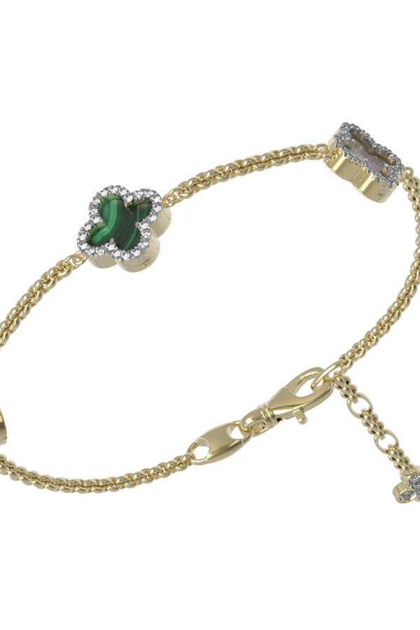 Браслет из лимонного золота c бриллиантами, малахитом и перламутром
