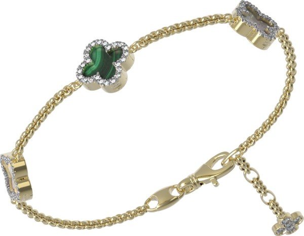 Браслет из лимонного золота c бриллиантами, малахитом и перламутром