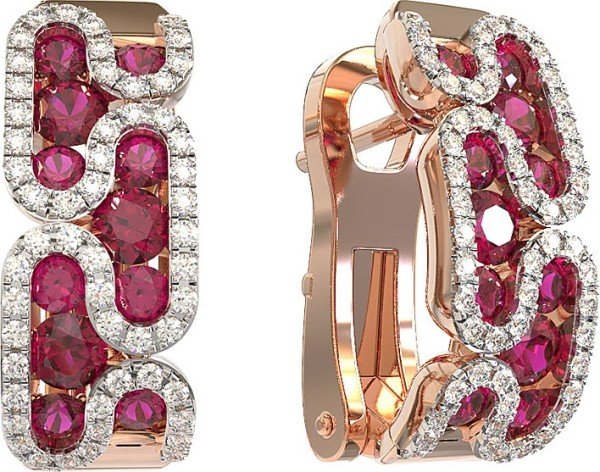 Серьги из золота c бриллиантами и рубином