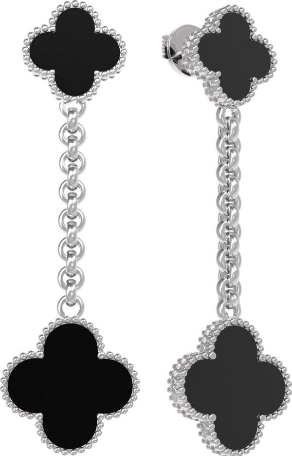 Серьги из белого золота c ониксом