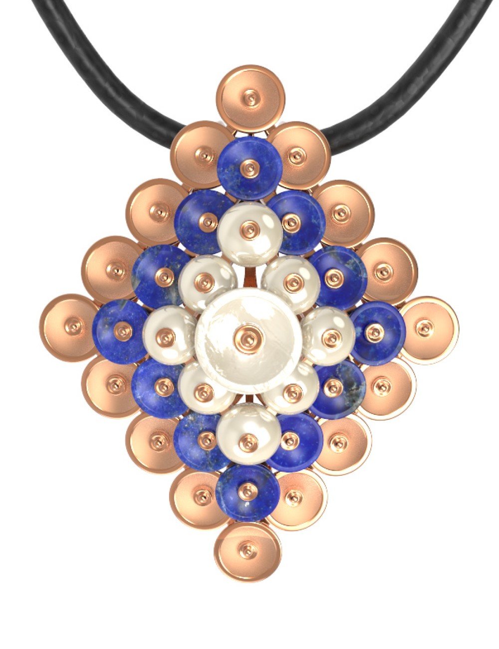 Подвеска из золота c лазуритом и перламутром