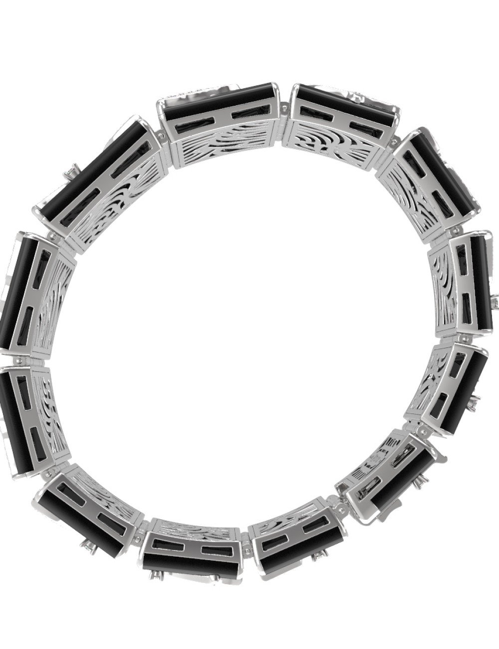 Браслет из белого золота c бриллиантами и ониксом