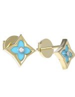 Серьги из лимонного золота c бриллиантами и бирюзой