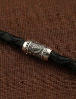 Гайтан из серебра 960 пробы c кожаным шнурком