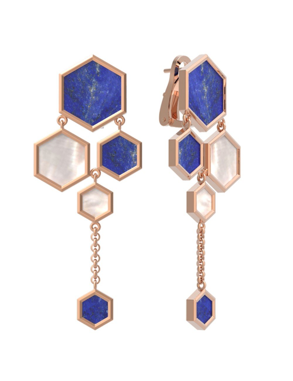 Серьги из золота c лазуритом и перламутром