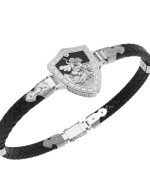 Браслет из белого золота c шнурком и ониксом