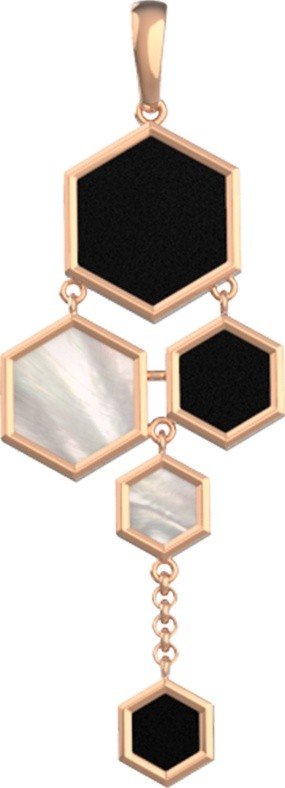 Подвеска из золота c ониксом и перламутром