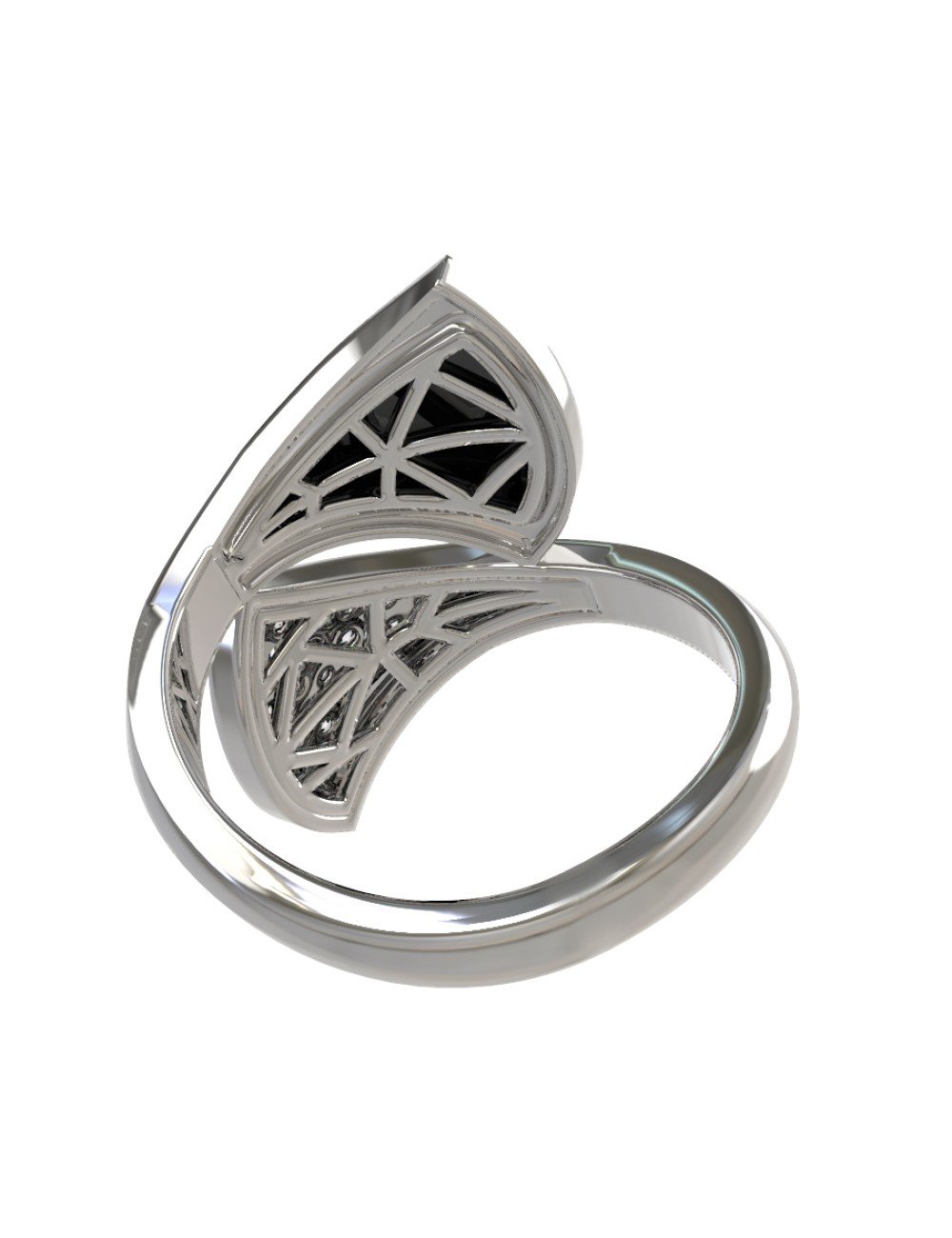 Кольцо из белого золота c бриллиантами и ониксом