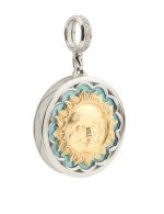 Подвеска из белого золота c бирюзой и лазуритом