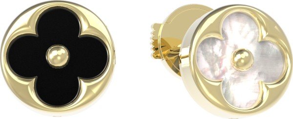 Серьги из лимонного золота c ониксом и перламутром