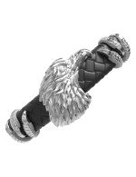 Браслет из белого золота c бриллиантами и кожаным шнурком