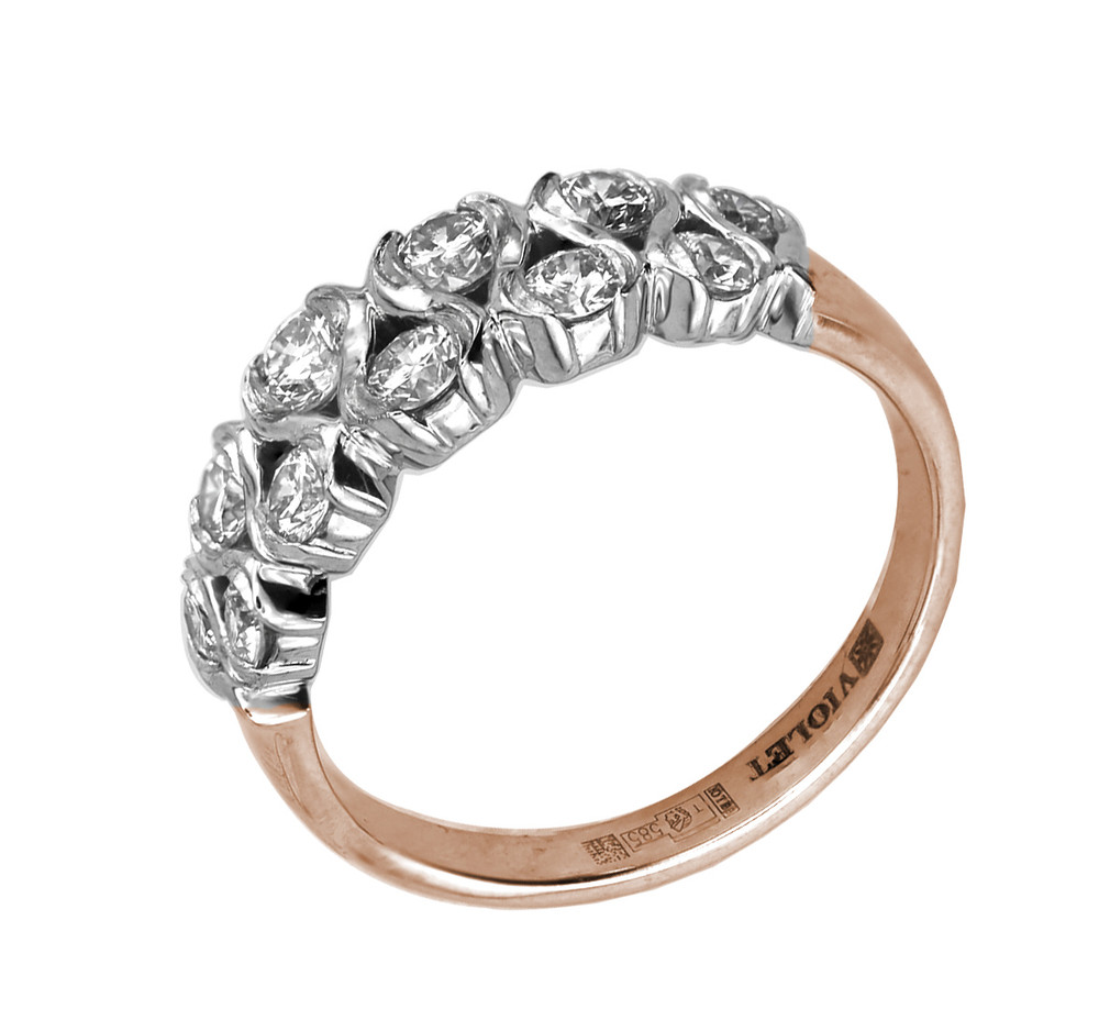 Кольцо из красного золота 585 пробы c бриллиантами