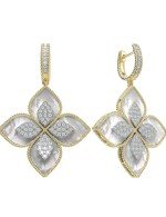 Серьги из лимонного золота c бриллиантами и перламутром