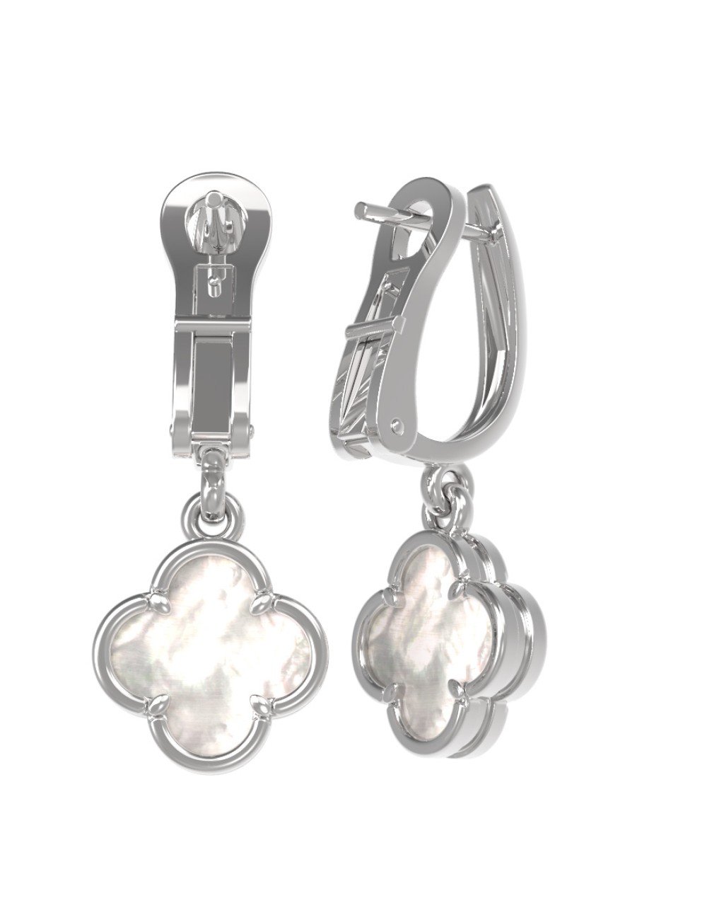 Серьги из белого золота c перламутром