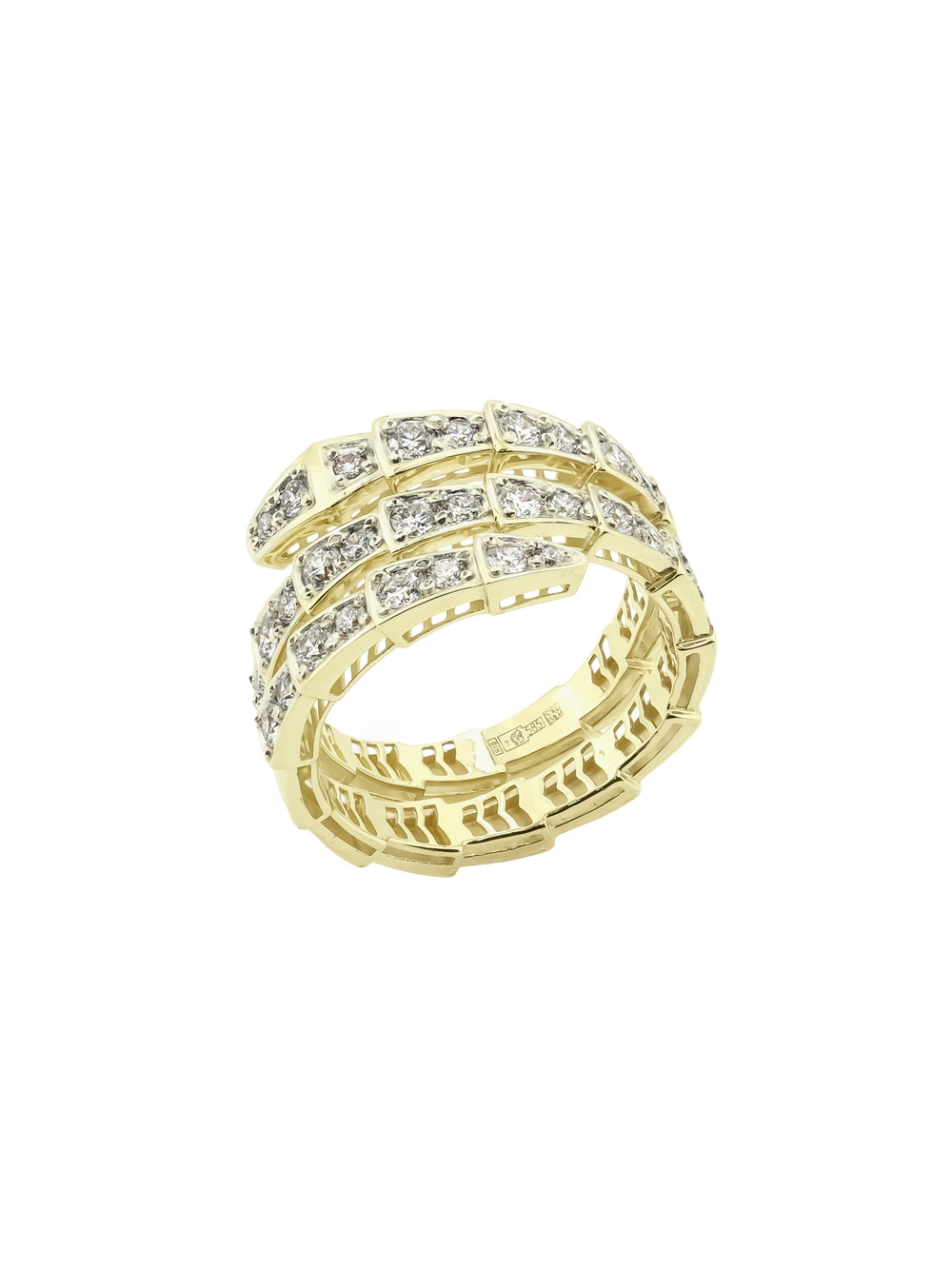 Кольцо из лимонного золота 585 пробы c бриллиантами