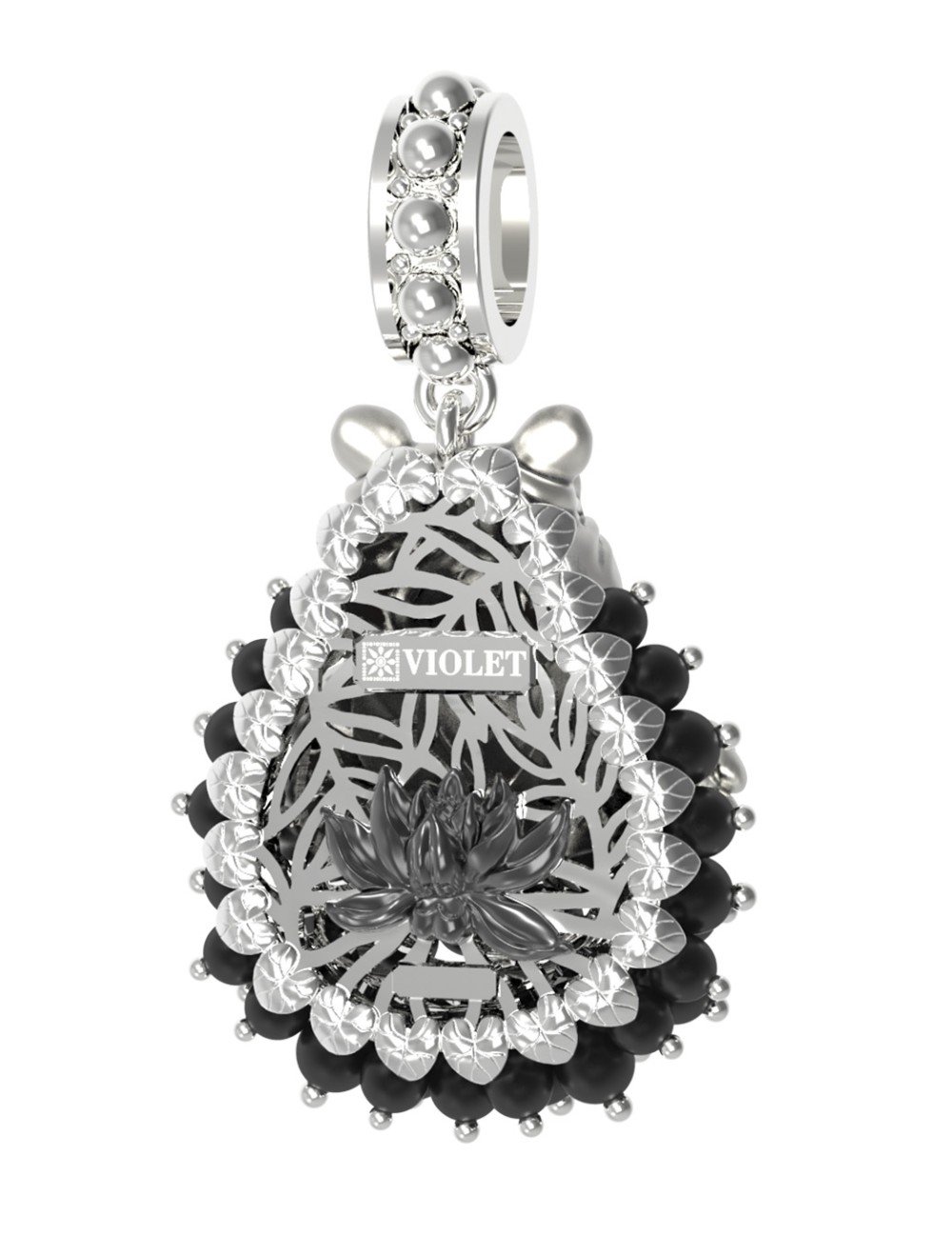 Подвеска из белого золота c эмалью и ониксом