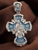 Крест из белого золота c эмалью