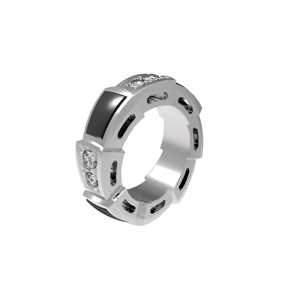 Подвеска из белого золота 585 пробы c бриллиантами и ониксом