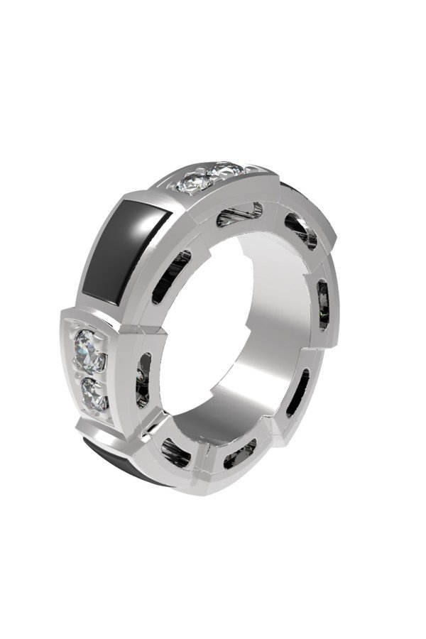 Подвеска из белого золота c бриллиантами и ониксом