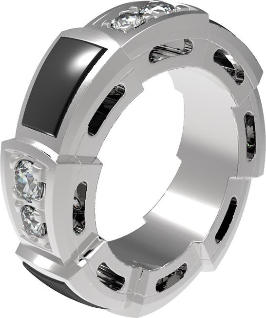 Подвеска из белого золота 585 пробы c бриллиантами и ониксом