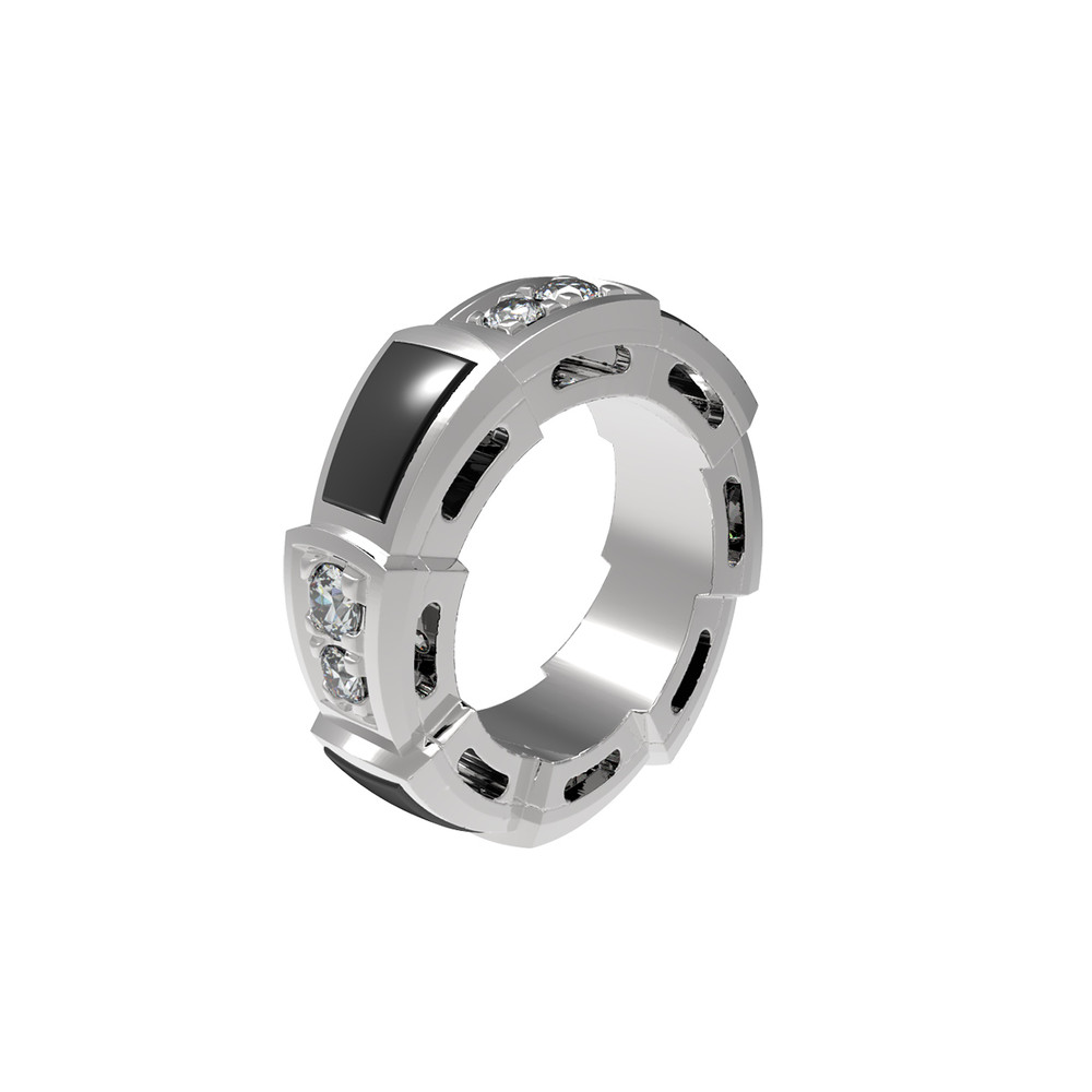 Подвеска из белого золота 585 пробы c бриллиантами и ониксом