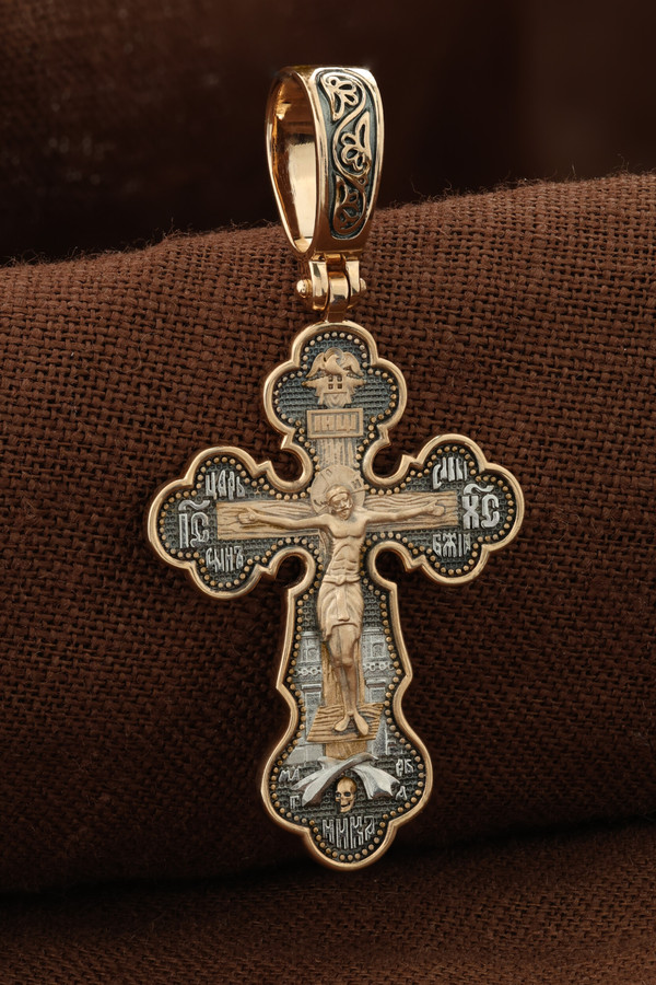 Крест из красного золота 585 пробы