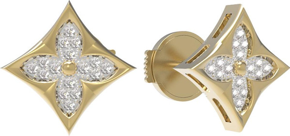 Серьги из лимонного золота 585 пробы c бриллиантами