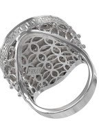 Кольцо из белого золота c эмалью и перламутром