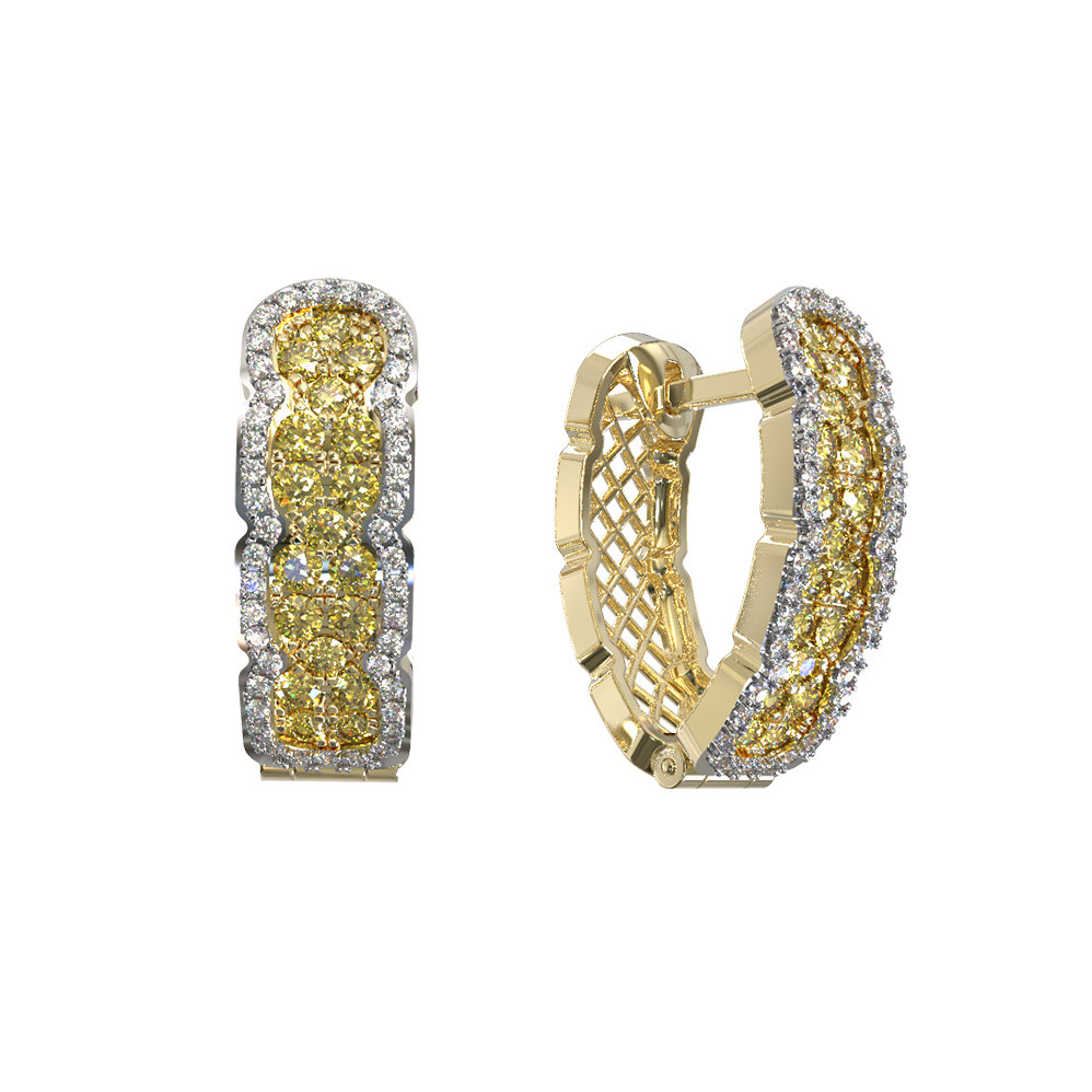 Серьги из лимонного золота 585 пробы c бриллиантами