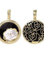 Подвеска из лимонного золота c ониксом и перламутром