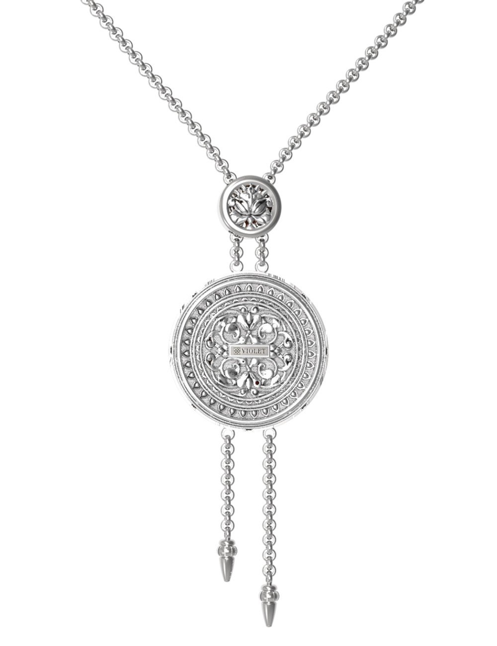 Колье из белого золота c эмалью