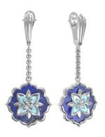 Серьги из белого золота c бирюзой и лазуритом