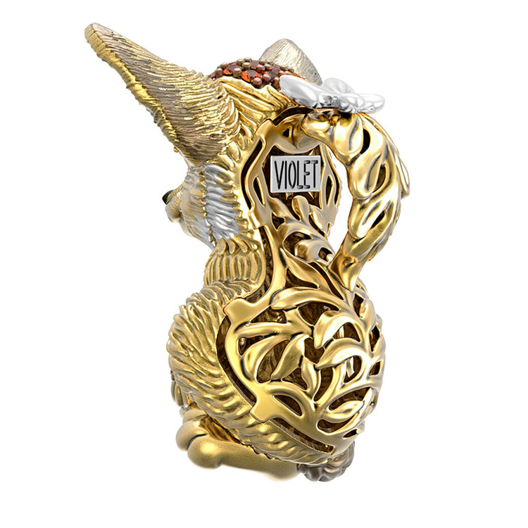 Подвеска из лимонного золота 585 пробы c эмалью и фианитом