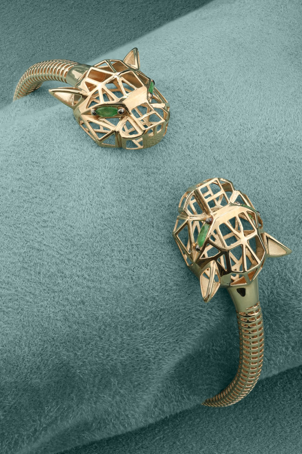 Браслет из красного золота 585 пробы c изумрудом