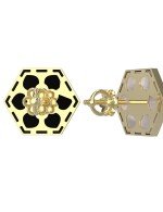 Серьги из лимонного золота c ониксом и перламутром