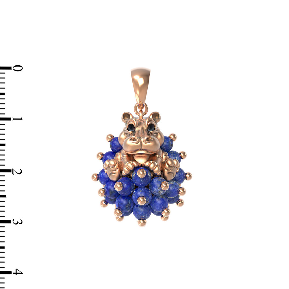 Подвеска из красного золота 585 пробы c эмалью и лазуритом