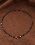 Гайтан из золота c кожаным шнурком