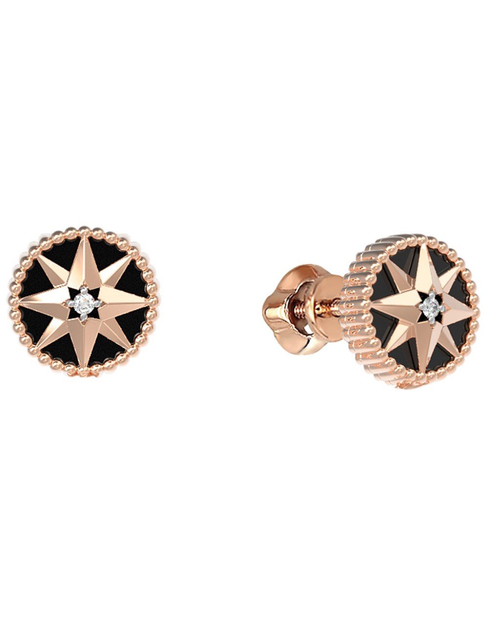 Серьги из золота c бриллиантами и ониксом