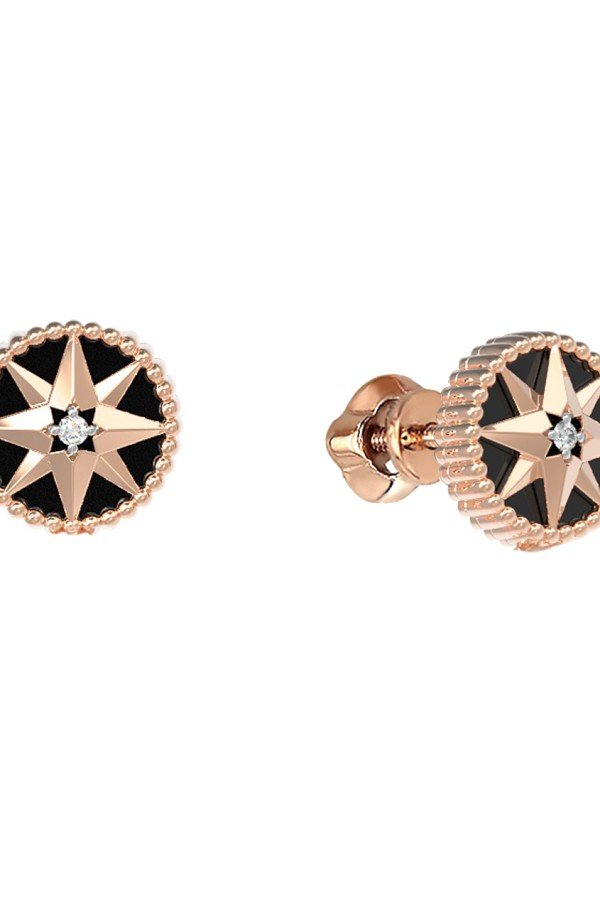 Серьги из золота c бриллиантами и ониксом