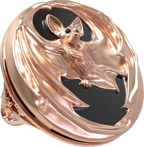 Кольцо из красного золота 585 пробы c эмалью и ониксом