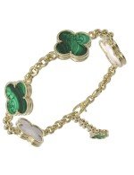 Браслет из лимонного золота c малахитом и перламутром