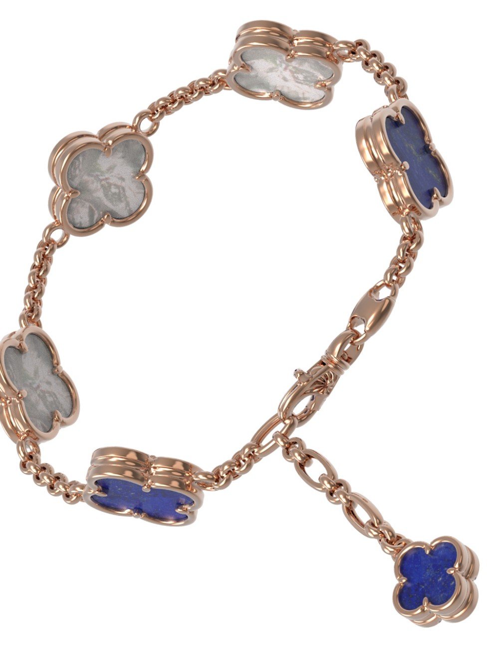 Браслет из золота c лазуритом и перламутром