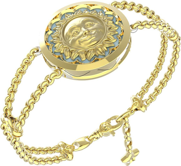 Браслет из лимонного золота 585 пробы c бирюзой и лазуритом