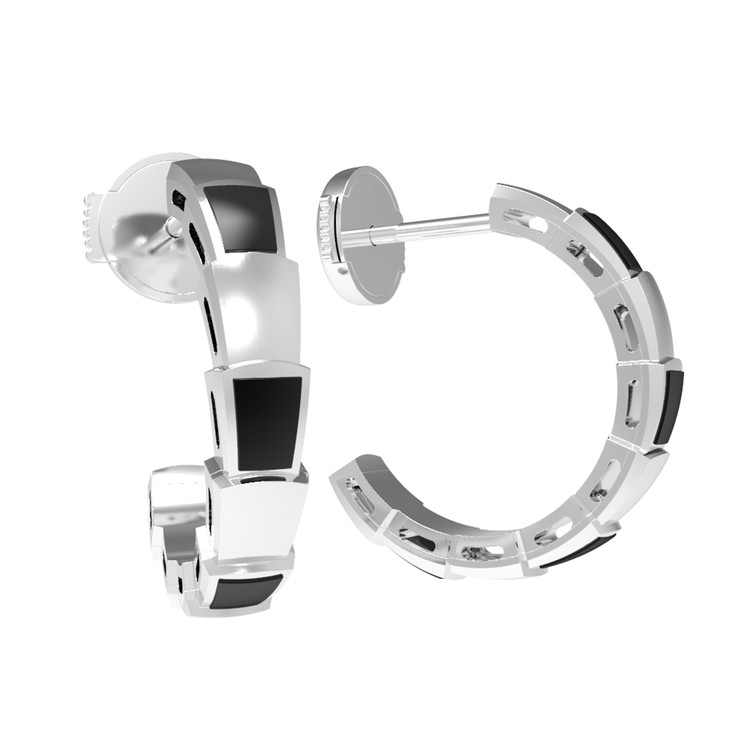 Серьги из белого золота 585 пробы c ониксом