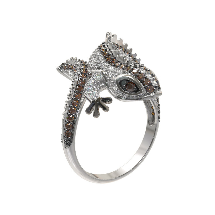 Кольцо из белого золота 585 пробы c фианитом