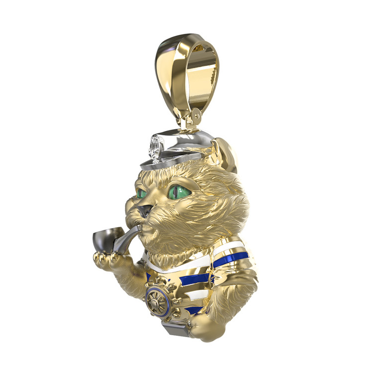 Подвеска из лимонного золота 585 пробы c эмалью, бриллиантами и рубином