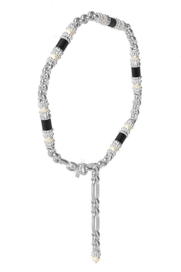 Браслет из белого золота c жемчугом и ониксом