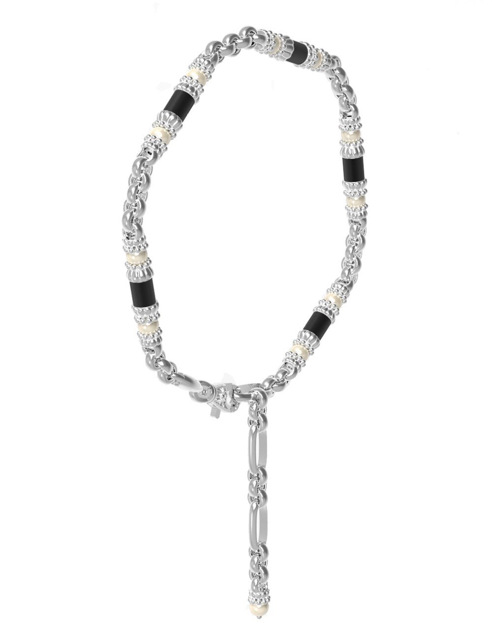 Браслет из белого золота c жемчугом и ониксом