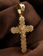 Крест из лимонного золота c лазуритом